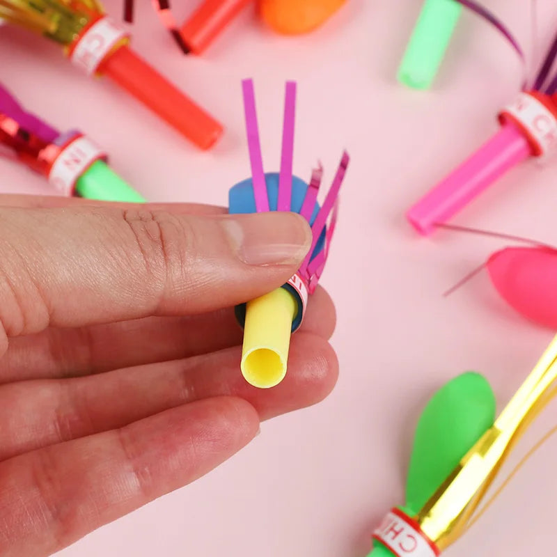30/100Pcs Mini Blow Out Whistles with Balloon Kids Birthday Party Favors Pinata Fillers detail view