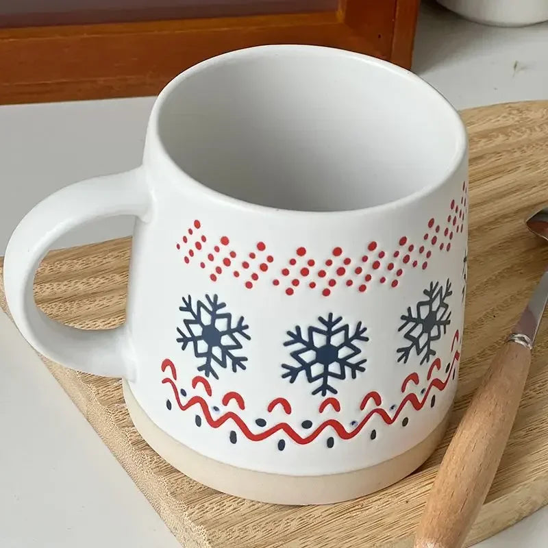 Creative Vintage Christmas Mug Gift Ceramic Mug Couples Drink Cup Home Cafe Coffee Cu lifestyle view