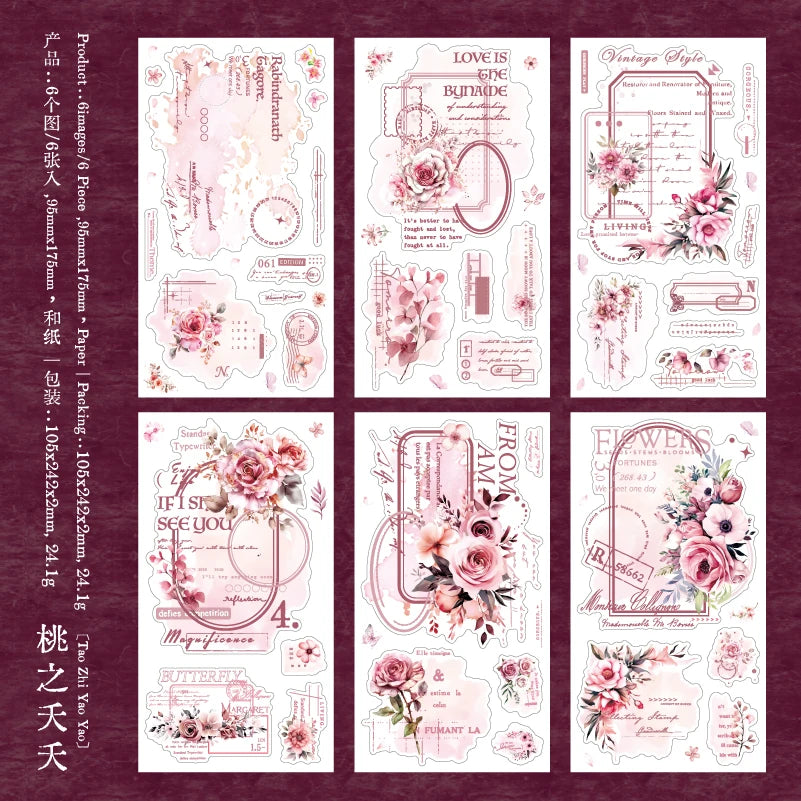 Journal GO 6pcs Vintage Flower Stickers | Fresh Plant Collage for Scrapbooking additional angle
