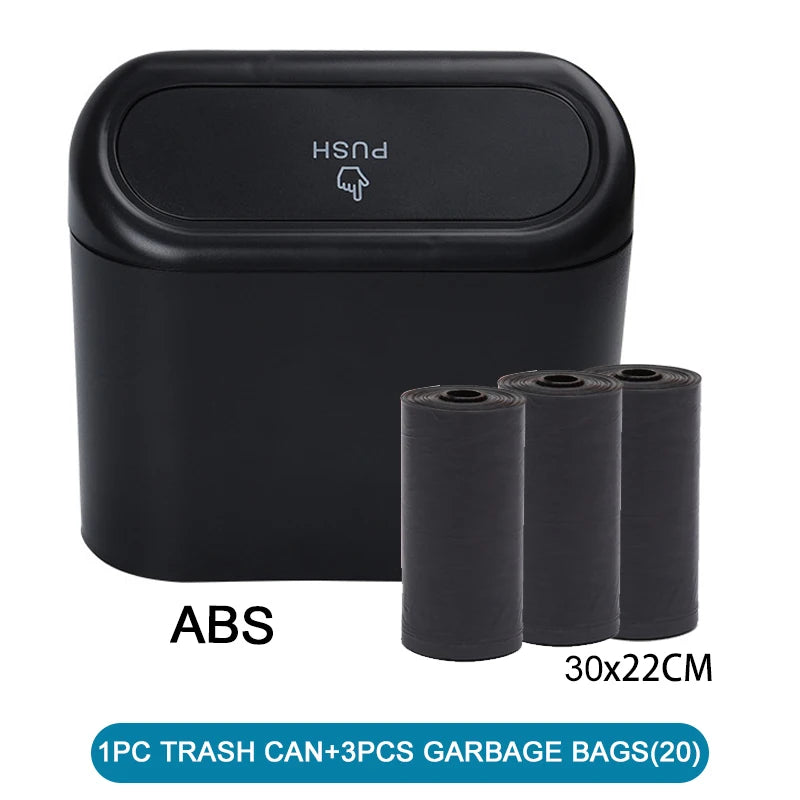1/2/3Pcs Car Trash Can (with Lid) Contains 60 (300) Garbage Bags, Small Car Trash Can, close-up view