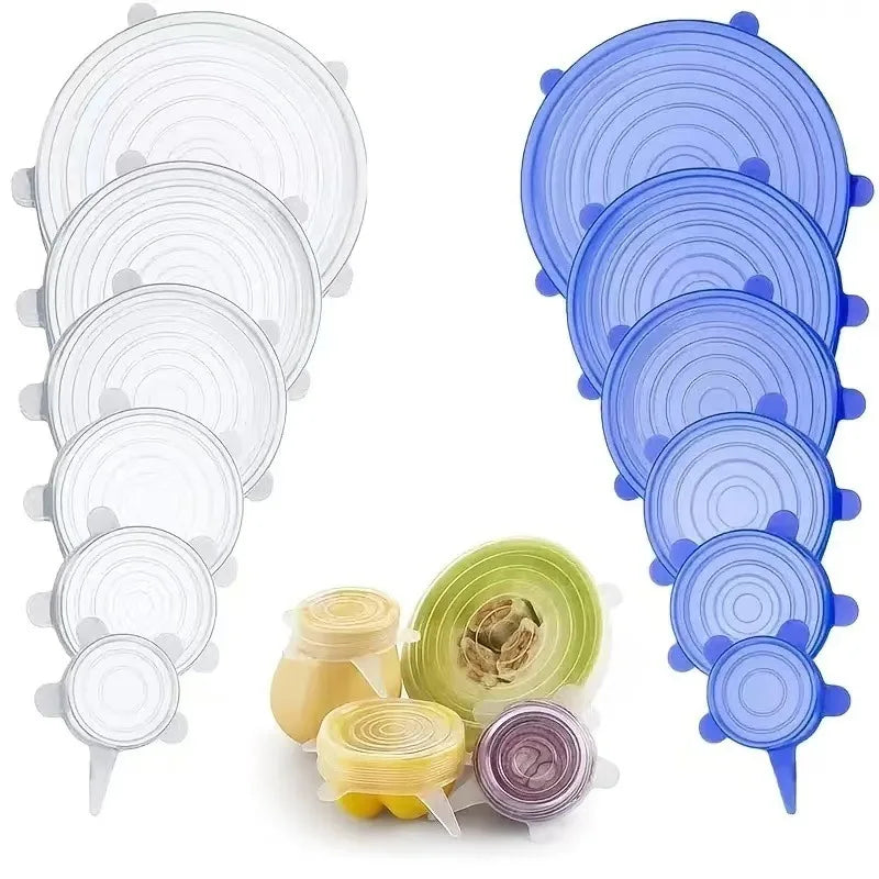 6Pcs Silicone Stretch Lids, Food Bowl Covers, Reusable Food Saving Covers, Retractabl alternate view
