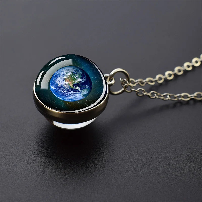 Solar System Galaxy Pendant Necklace | Unisex Astronomy Jewelry Gift lifestyle view
