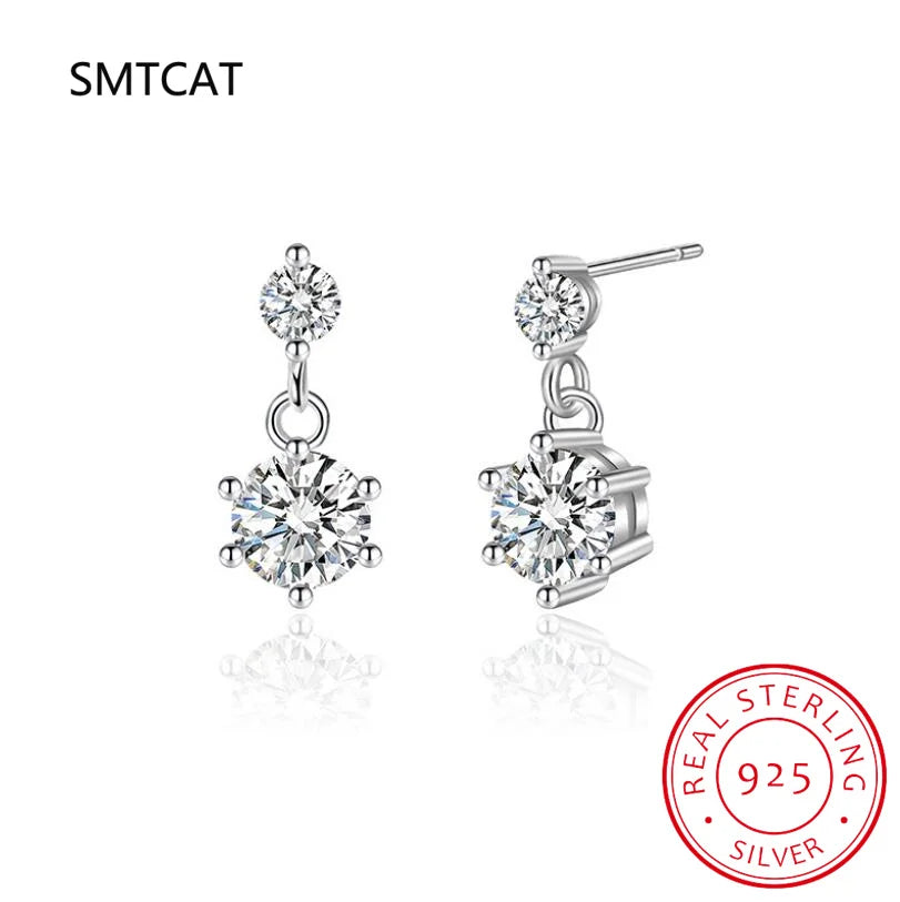 New VVS1 D Color Round Cut Eerrings for Women Test Passed Moissanite Diamond 925 Ster lifestyle view
