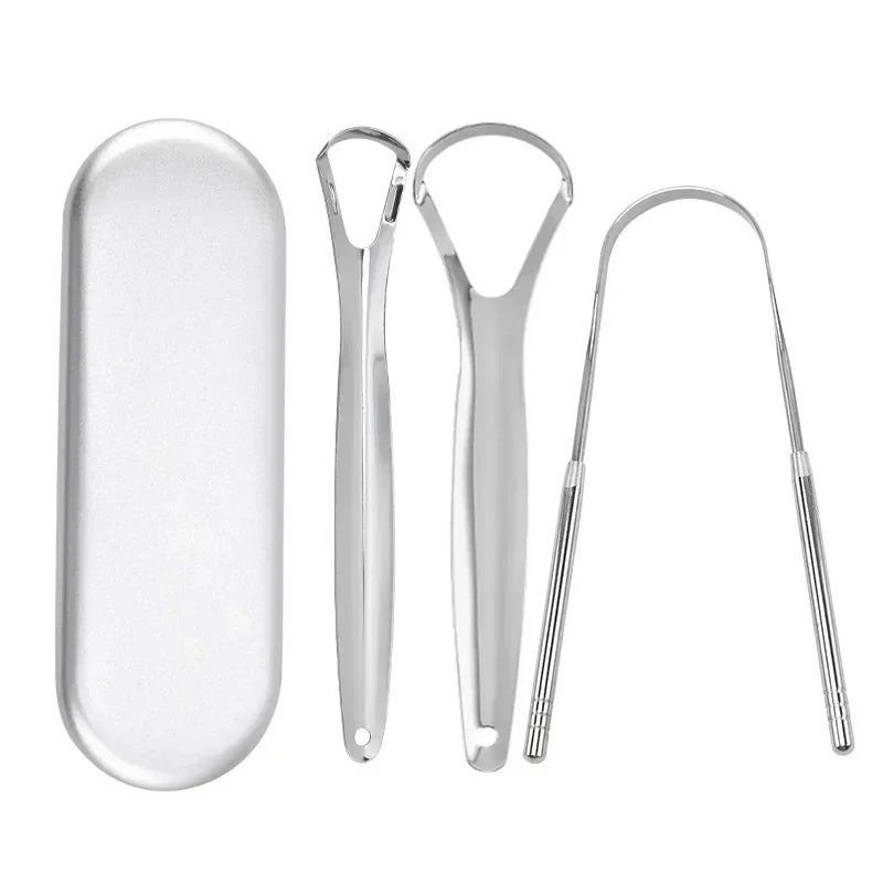 Stainless Steel Tongue Scraper Cleaner for Adults & Kids