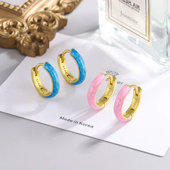 925 Sterling Silver Enamel Pink Blue Luxury Stud Earrings For Women Ear Piercing Earr alternate view