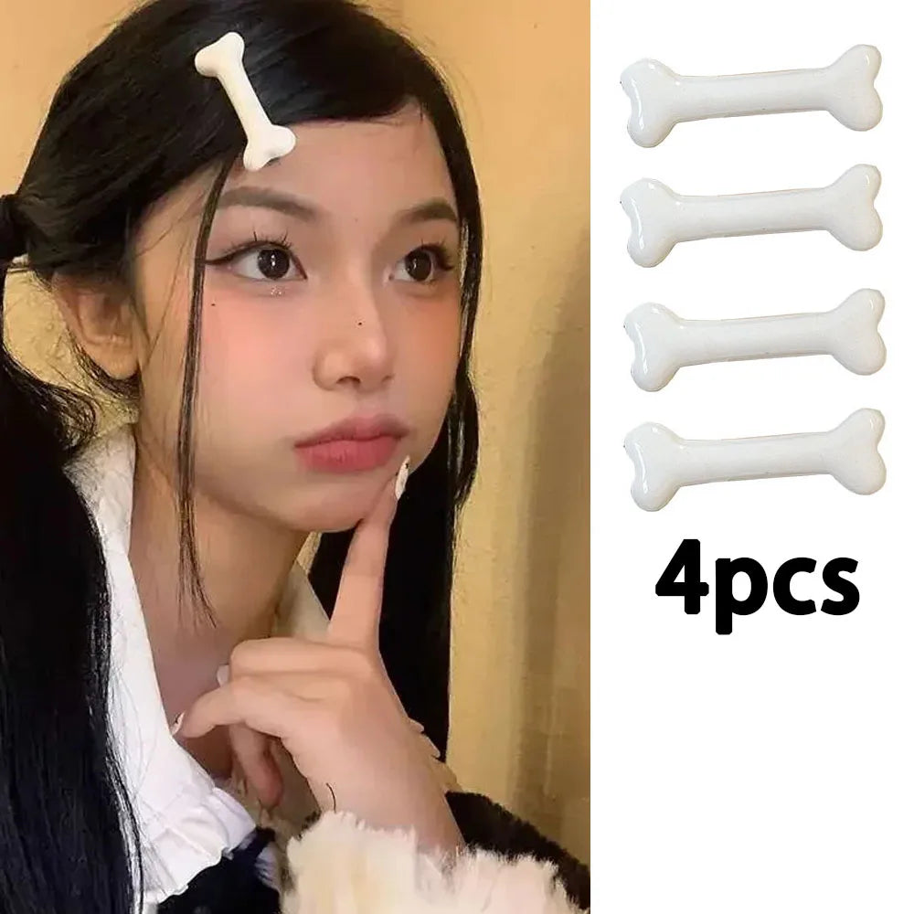 White Bone Hair Clip Cute Cartoon Bobby Pin Y2k Fashion Hair Volume Clip Small Hairpins detail view