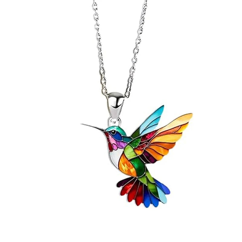 1PC Acrylic Hummingbird 2D Bird Shape Necklace for Women Girls Neck Charms Spring Sum alternate view