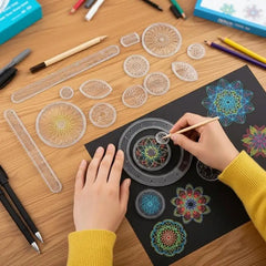 22 Pcs Drawing Toys Set Geometric Ruler Mathematical Roulette Drawing Tools Learning Pai detail view