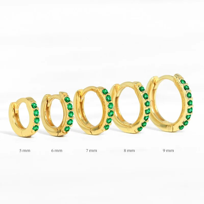2PCS Stainless Steel Minimal Crystal Zirconia Hoop Earrings Gold Silver Color Small Hu close-up view