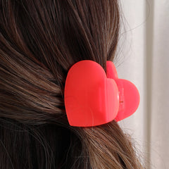 neon oragne heart basic hair claw clip