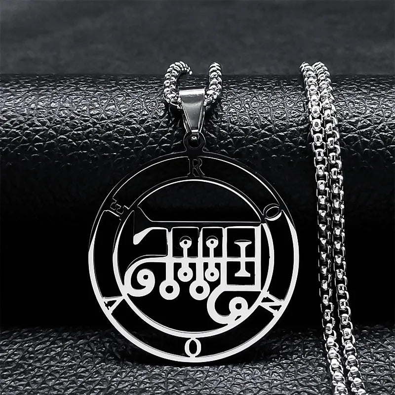 Sigeal Sigil De Lucifer Stainless Steel Satan Necklace | Asmoday Key Baphomet Pendant alternate view