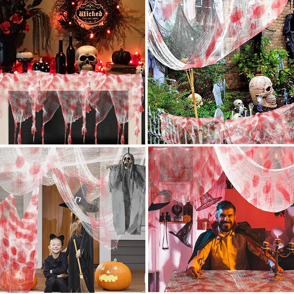Halloween Decorations,Horror Bloody Gauze Spider Web,Creepy Party lifestyle view