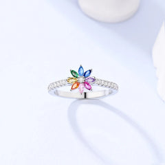 LAZA 925 Sterling Silver Colorful Rings Sparking Zirconium Bowknot Moon Sun Original alternate view