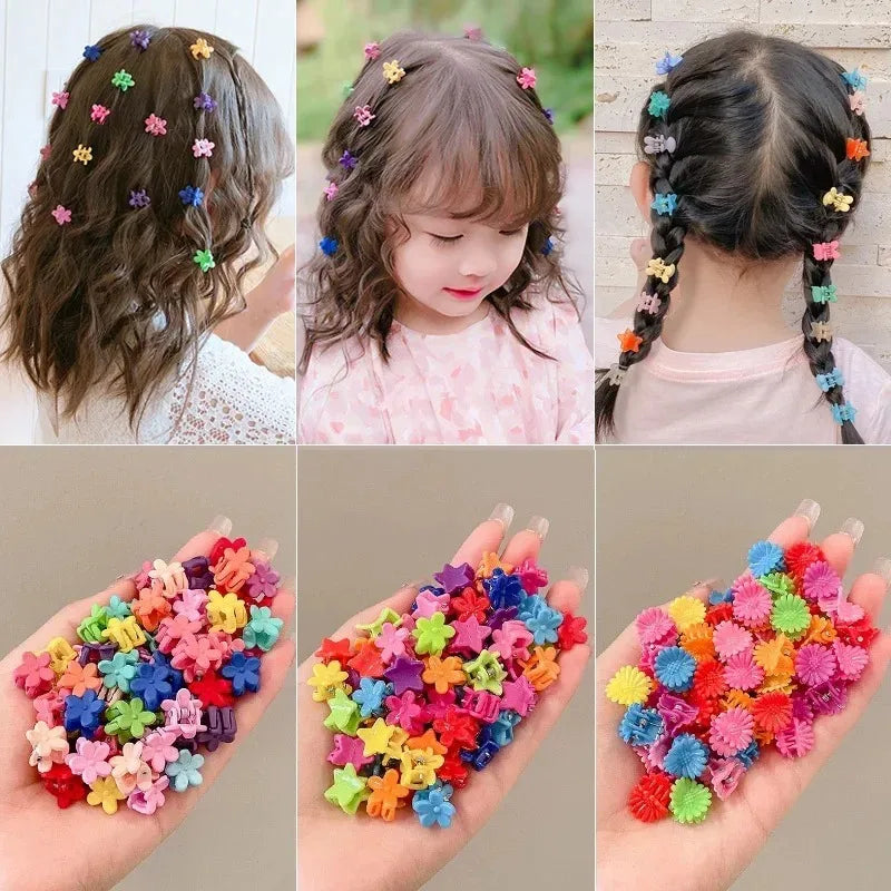50Pcs Girls Cartoon Hair Clips Cute Small Claw Clips Flower Star Design Children's Fa alternate view