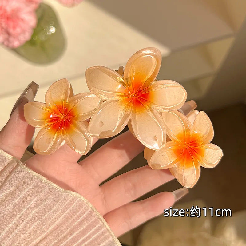 1/2pcs Fashion Gradient Egg Flower Hair Claws Clip For Women Sweet Acrylic Girls Hairp close-up view
