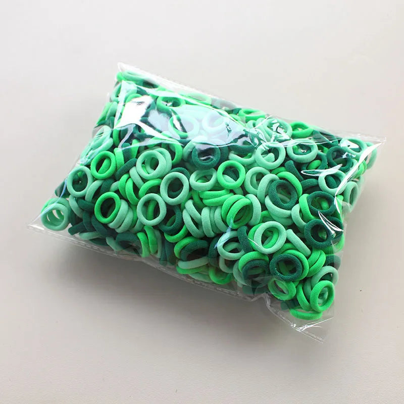 100/300/500Pcs Hair Bands for Children Colorful Nylon Scrunchie Hair Ties Rubber Band lifestyle view