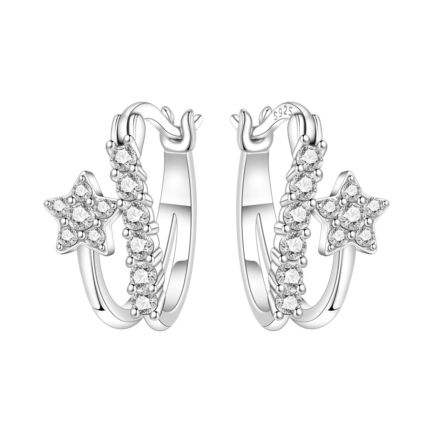 Orstarry S925 Sterling Silver Square Chain With Stone Inlaid Earrings Hoop Earrings additional angle