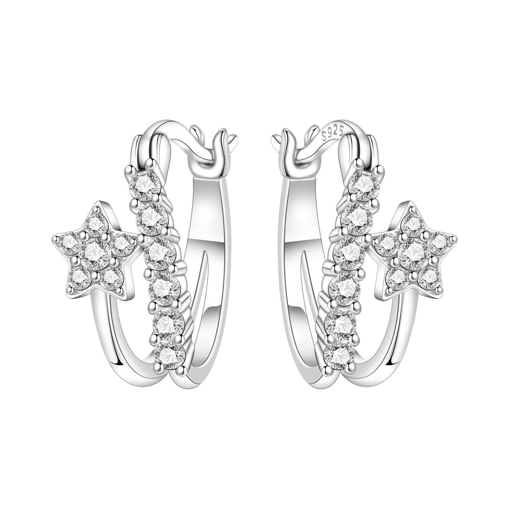 Orstarry S925 Sterling Silver Square Chain With Stone Inlaid Earrings Hoop Earrings additional angle