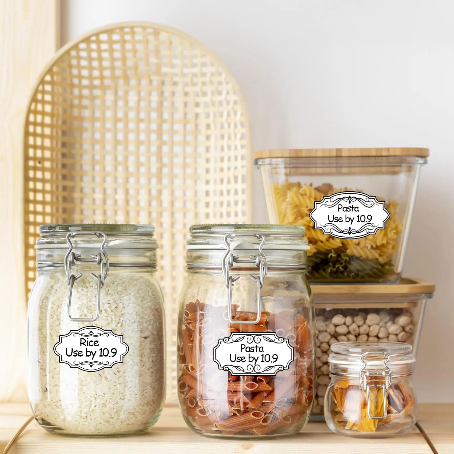 Vintage Kitchen Labels with Erasable Pen | 150-Piece Organizing Stickers additional angle