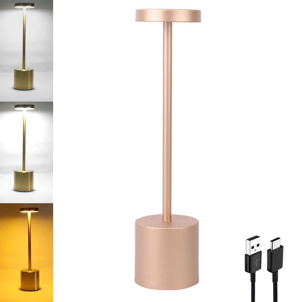 Aluminum Alloy LED Table Lamp | Rechargeable Touch Dimming Night Light alternate view