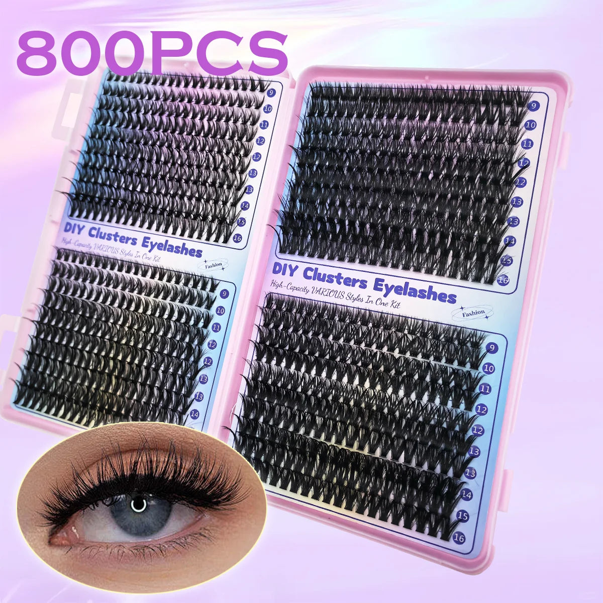 DIY Cluster Eyelash Extensions Kit | 640pcs Individual Lashes for Home Use detail view