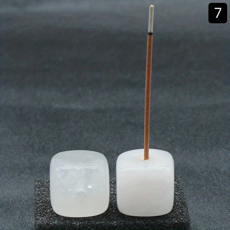 Natural Agate Stone Incense Holder | Square Wire Stick Incense Burner with Unique P additional angle