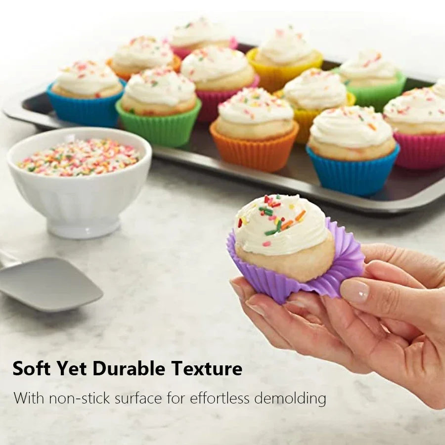 12Pcs Silicone Cup Cake Tool Bakeware Baking Mold Cupcake and Muffin for Cake Making K close-up view