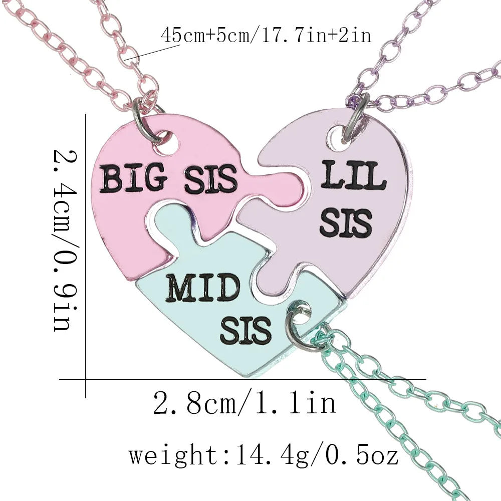 Lovecryst 3/4Pcs/set Heart-shaped Stitching Best Friend Necklace BFF Friendship Jewel alternate view