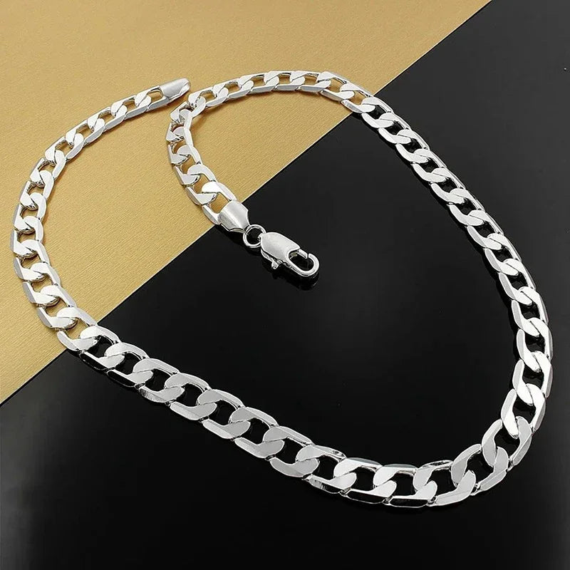 925 Sterling Silver Necklace For Men's Women 16/18/20/22/24 Inches Classic 6MM Chain lifestyle view
