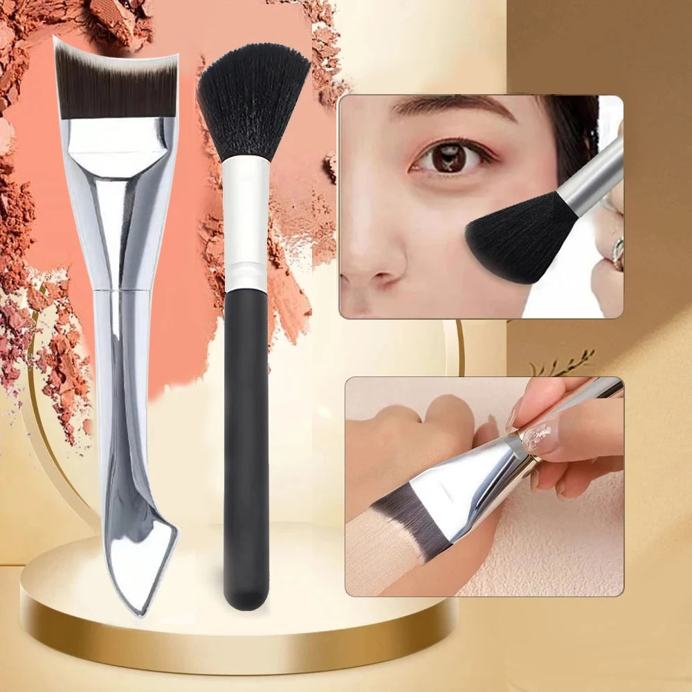 Upgraded Crescent Design Foundation Makeup Brush Ultra-thin Smooth Application Liqu additional angle