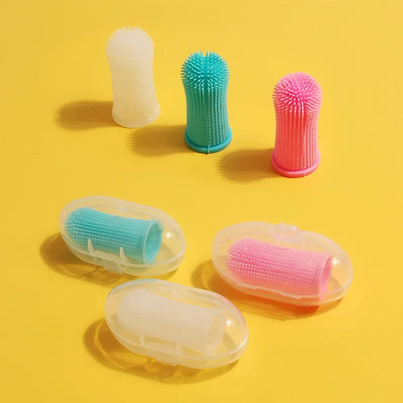 Dog Super Soft pet Finger Toothbrush Teeth Cleaning Breath Care Nontoxic Silicone Too lifestyle view