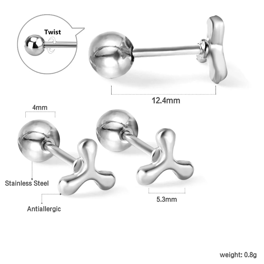 LUXUSTEEL Mini Cute Stainless Steel Stud Earrings Women Girls Heart Butterfly Rabbi additional angle