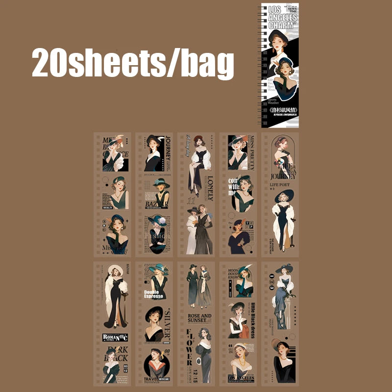 20pcs Character Die-Cut Sticker Set | Scrapbooking and DIY Craft Decor detail view
