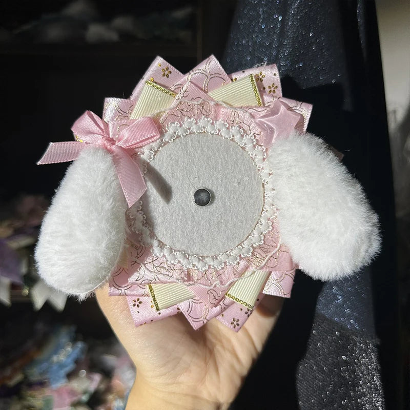 Cute Lolita Badge Base Tray with Cat Ear Handmade Badge Holders for Itabag Ornament Deco detail view