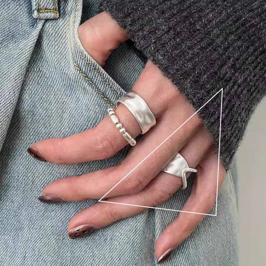 VENTFILLE 925 Sterling Silver Trend Arched Wide Ring For Female Geometry Punk Design lifestyle view