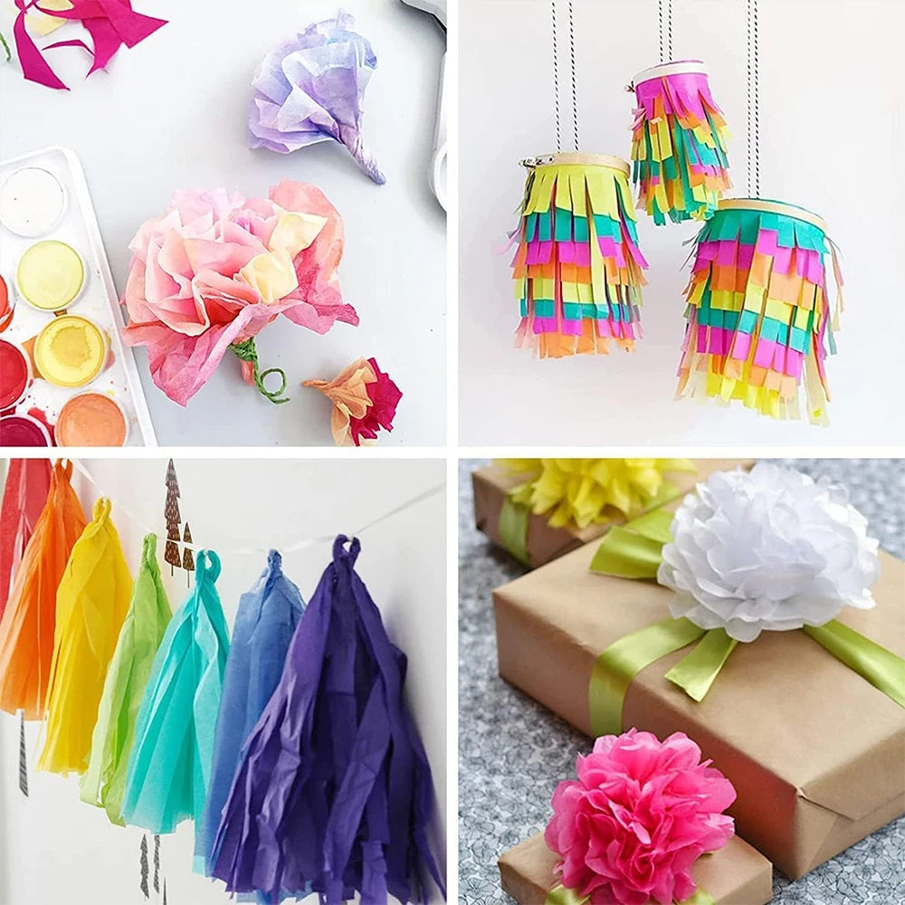 100 Sheets Multicolor Tissue Paper for Gift Wrapping | Bulk A4/A5 Translucent Craft Pa close-up view