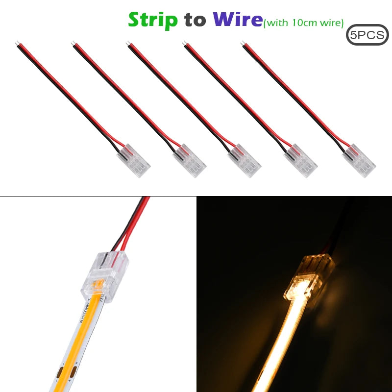 LED Strip Connectors and Fixing Clips Kit | 2-Pin COB Corner Connectors for Tape Light close-up view