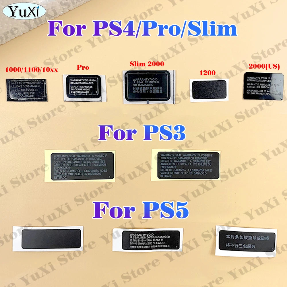 Console Seal Warranty Sticker Kit for PS4 Pro, PS4 Slim, PS5, PS3 | Game Console Label & Barcode Rep