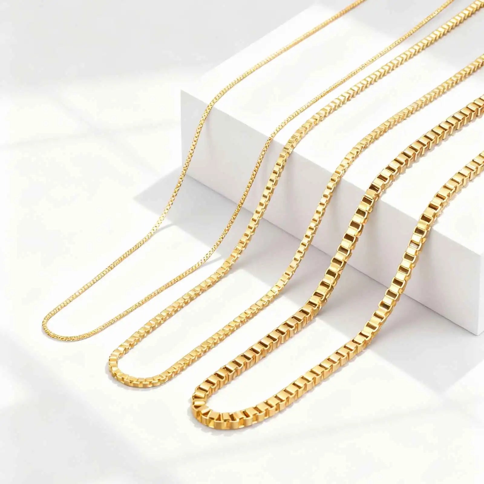 Stainless Steel Box Chain Necklace for Women | Hip Hop Fashion Jewelry Gift close-up view