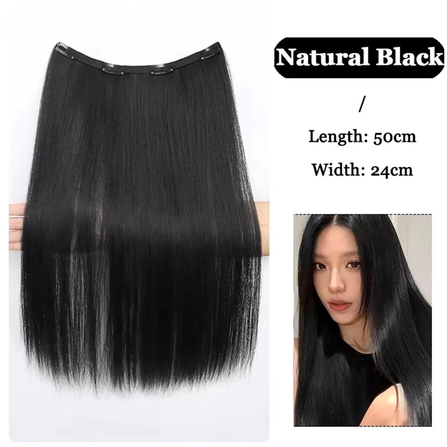 Synthetic Long Straight Clip In Hair Extension | 4 Clips Hidden Hair Piece Wig lifestyle view