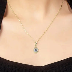 Huitan Women Pendant Necklace Inlaid Shiny Cubic Zirconia Silver Color/Gold Color Weddin detail view
