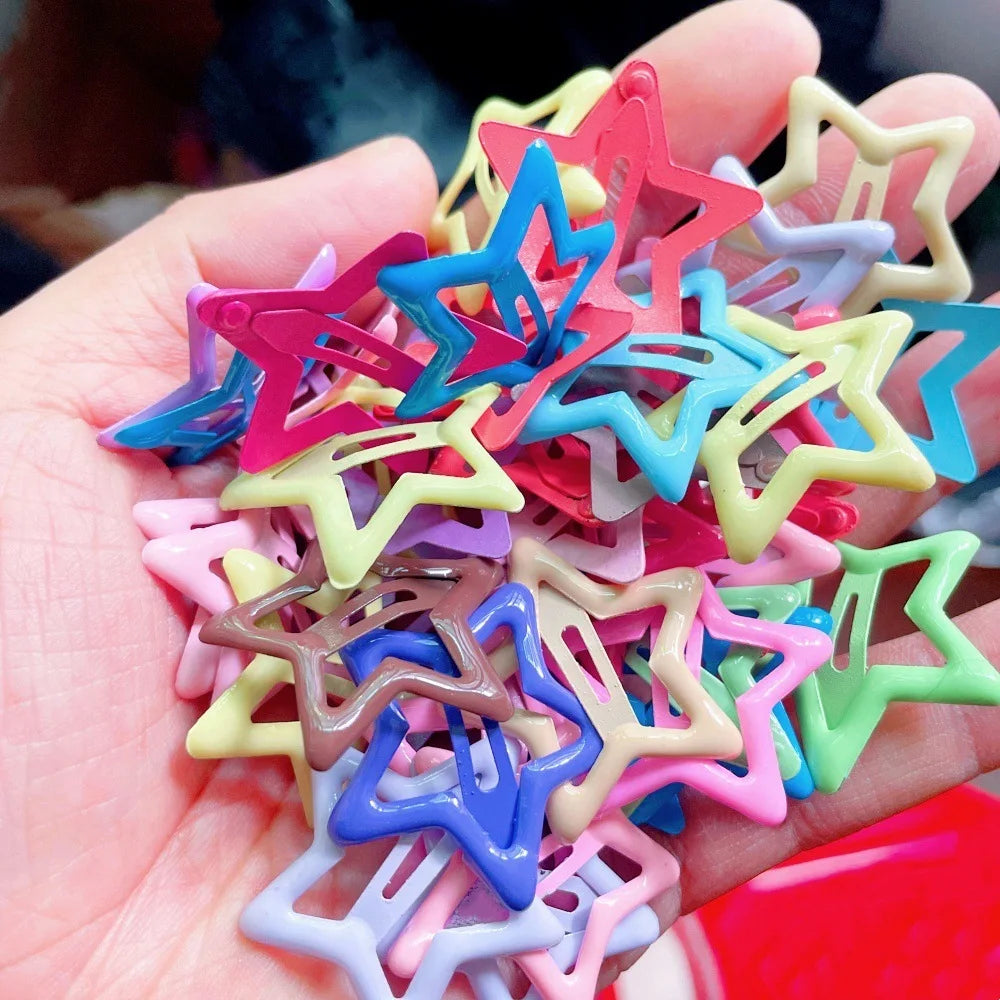 10pcs Colorful Star BB Hair Clips Girls Y2K Cute Star Barrettes Women Simple Metal Sn alternate view