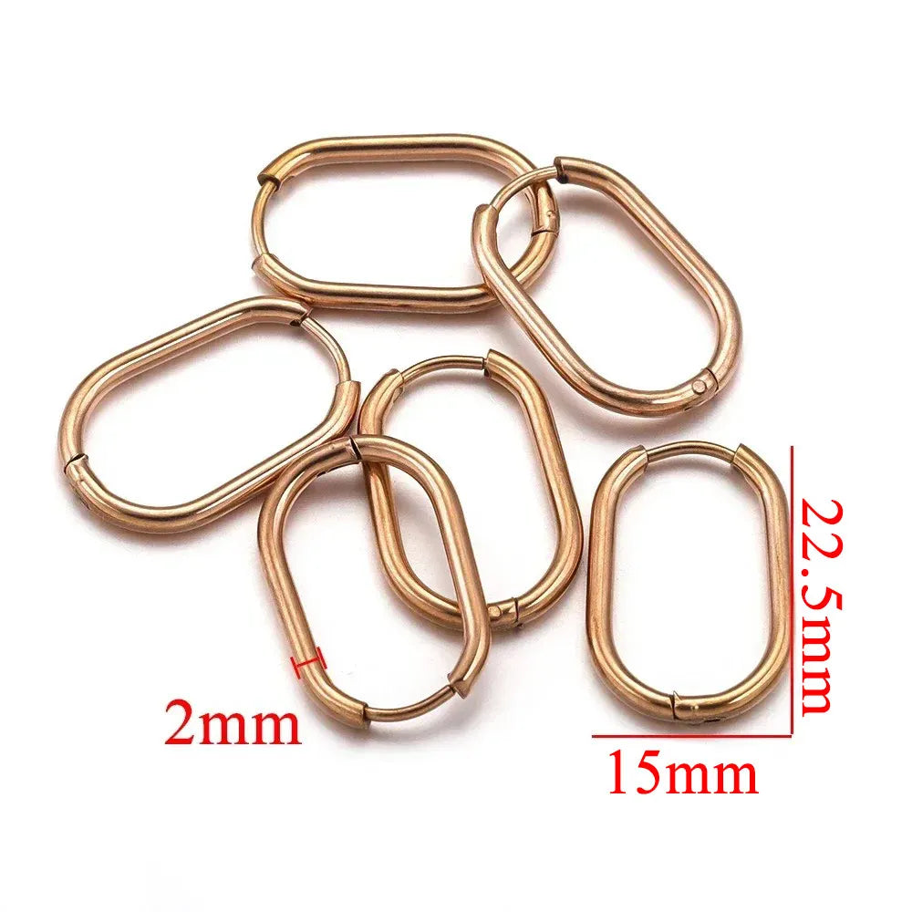 Gold Plated Rectangular Hoop Earrings | 6pcs Stainless Steel Jewelry Findings for DIY alternate view
