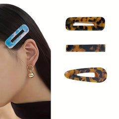 3pcs/set Acetate Hollow Water Drop Long Strip Hairpin Simple Duck Beak Clip Broken Hai close-up view