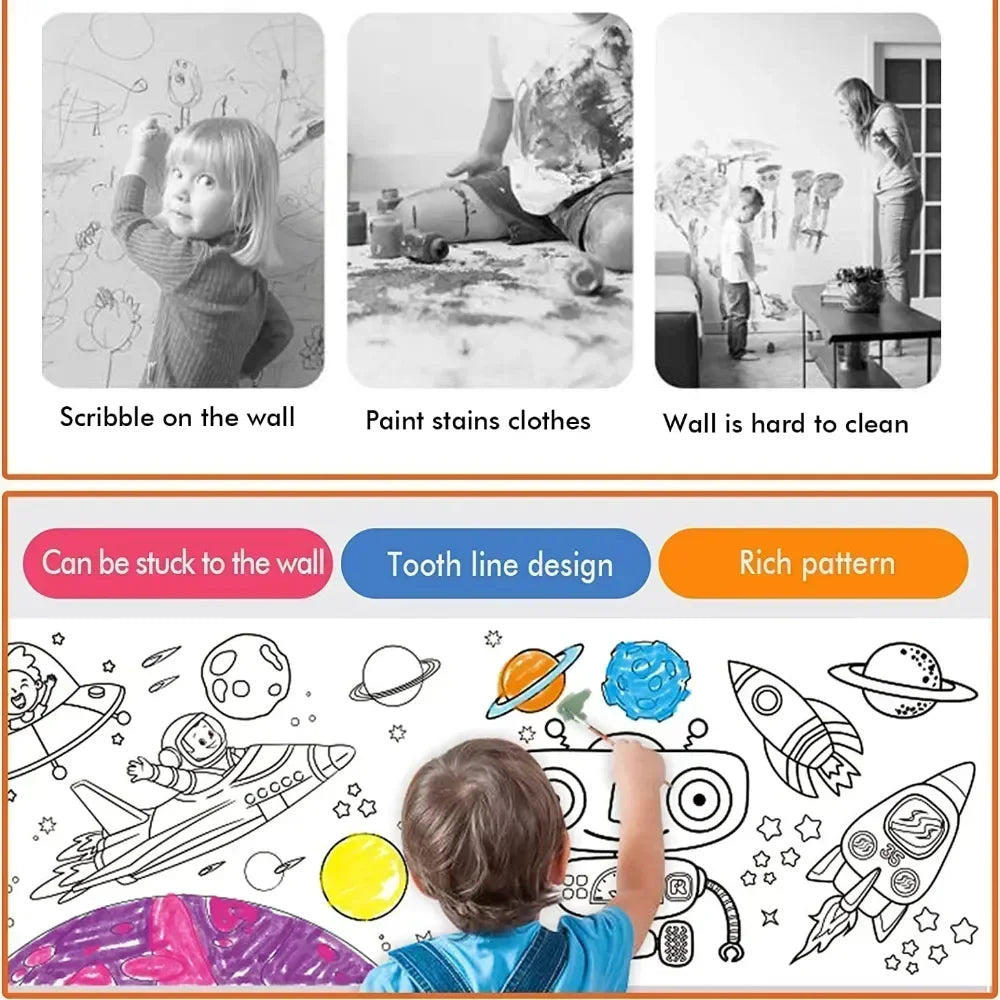 Children's Drawing Roll Sticky Color Filling Paper Graffiti Scroll Coloring Paper Roll close-up view