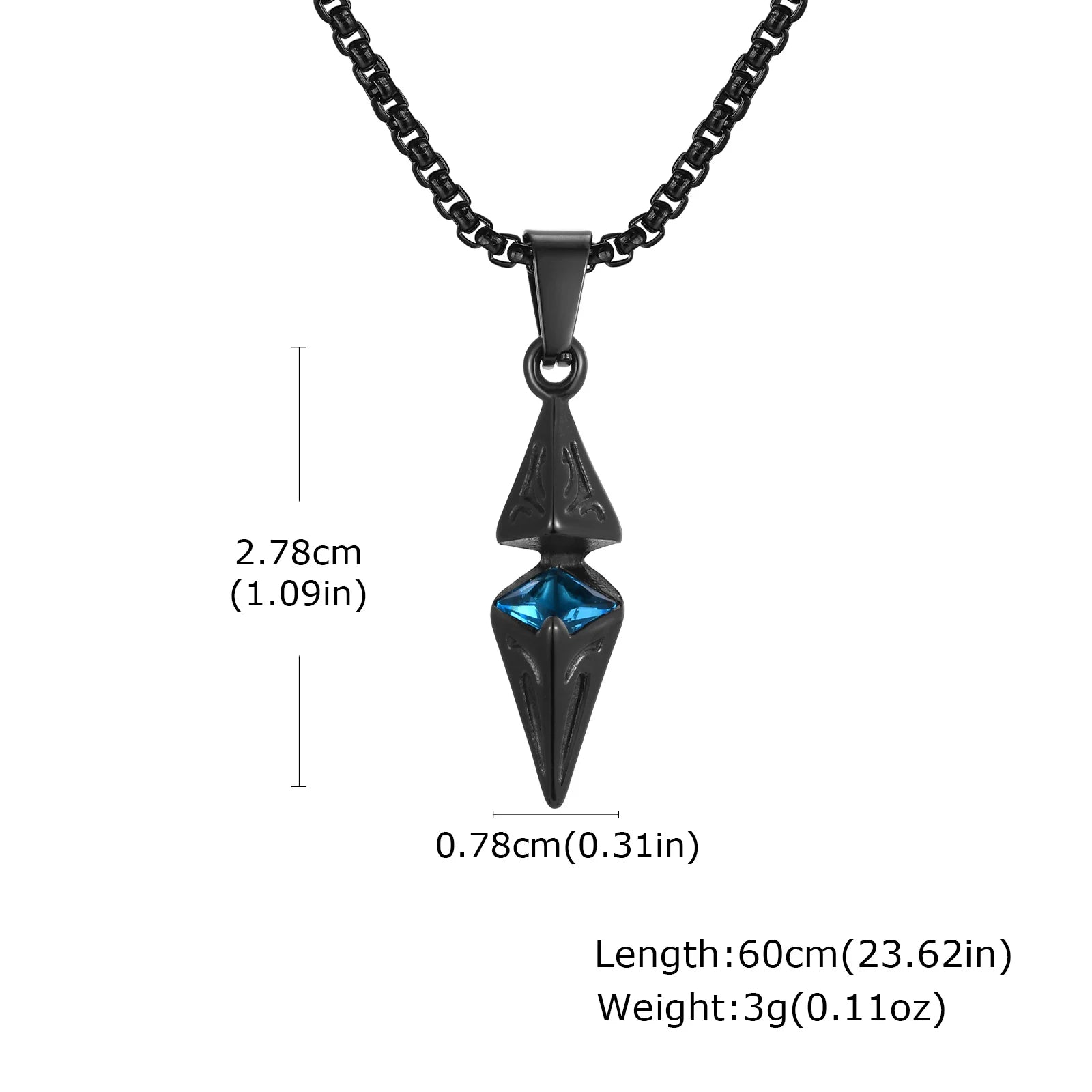 VNOX White Blue Zircon Rhombus Pendant Necklace, Stainless Steel Hypoallergenic Jewelry for Men, Valentine's Birthday Party Gift