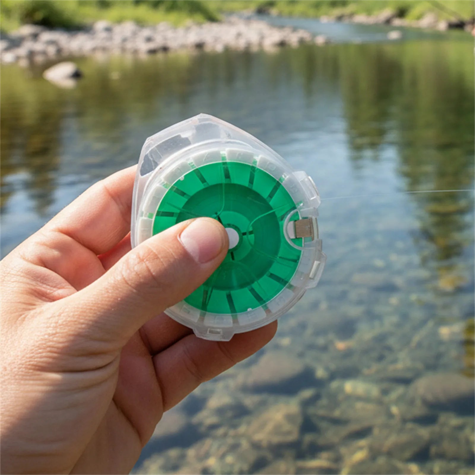 Fishing Line Storage Box with Cutter Anti-Reverse Reel for Carbon Line Plastic Multifunctional Organizer