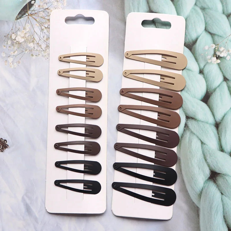 8Pcs/set Japanese Korean New Coffee Color Matte Bb Clip Metal Bangs Broken Hairpin DIY P detail view