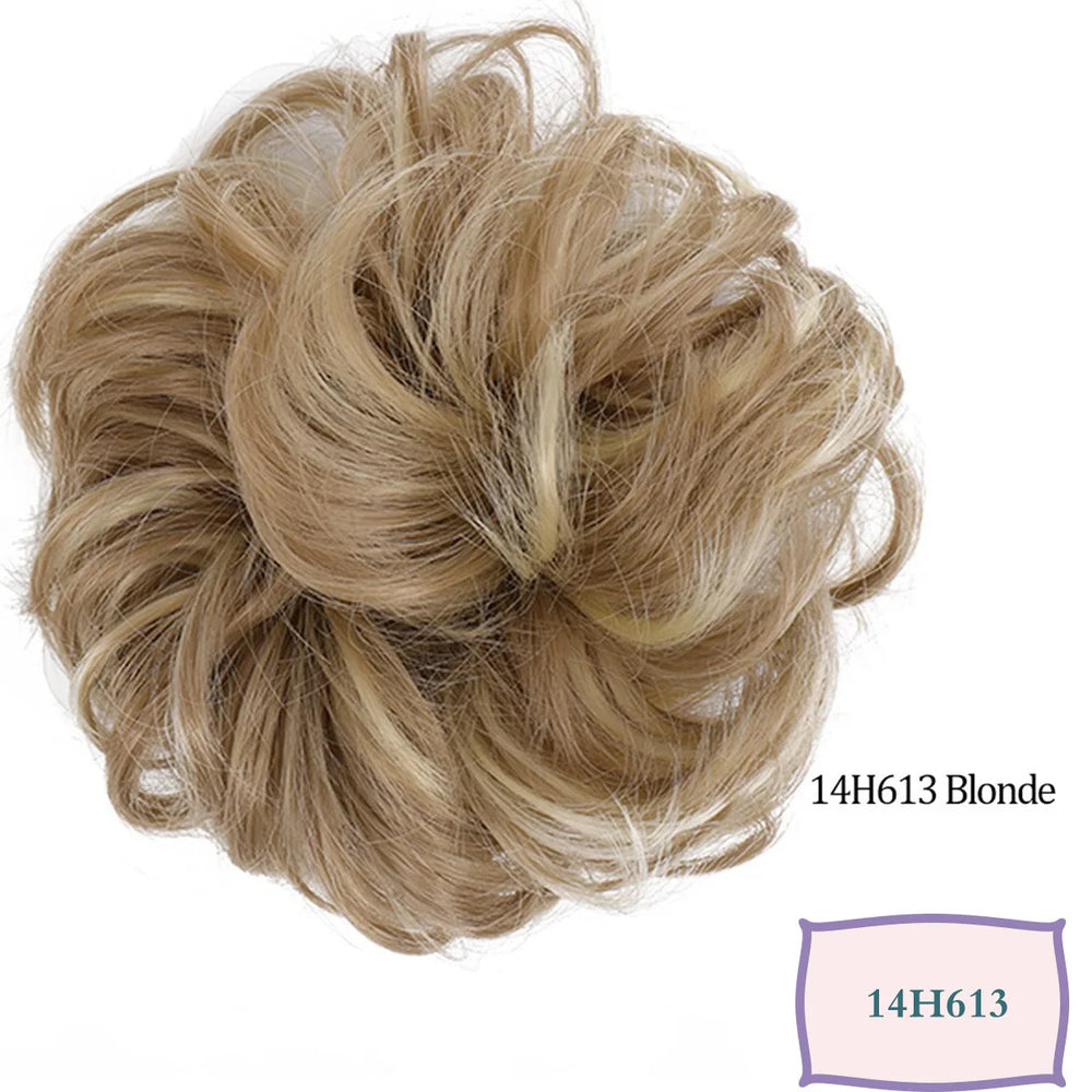 Synthetic Messy Hair Bun Chignon Scrunchies Fake Hair Band Braid Elastic Hairpiece additional angle