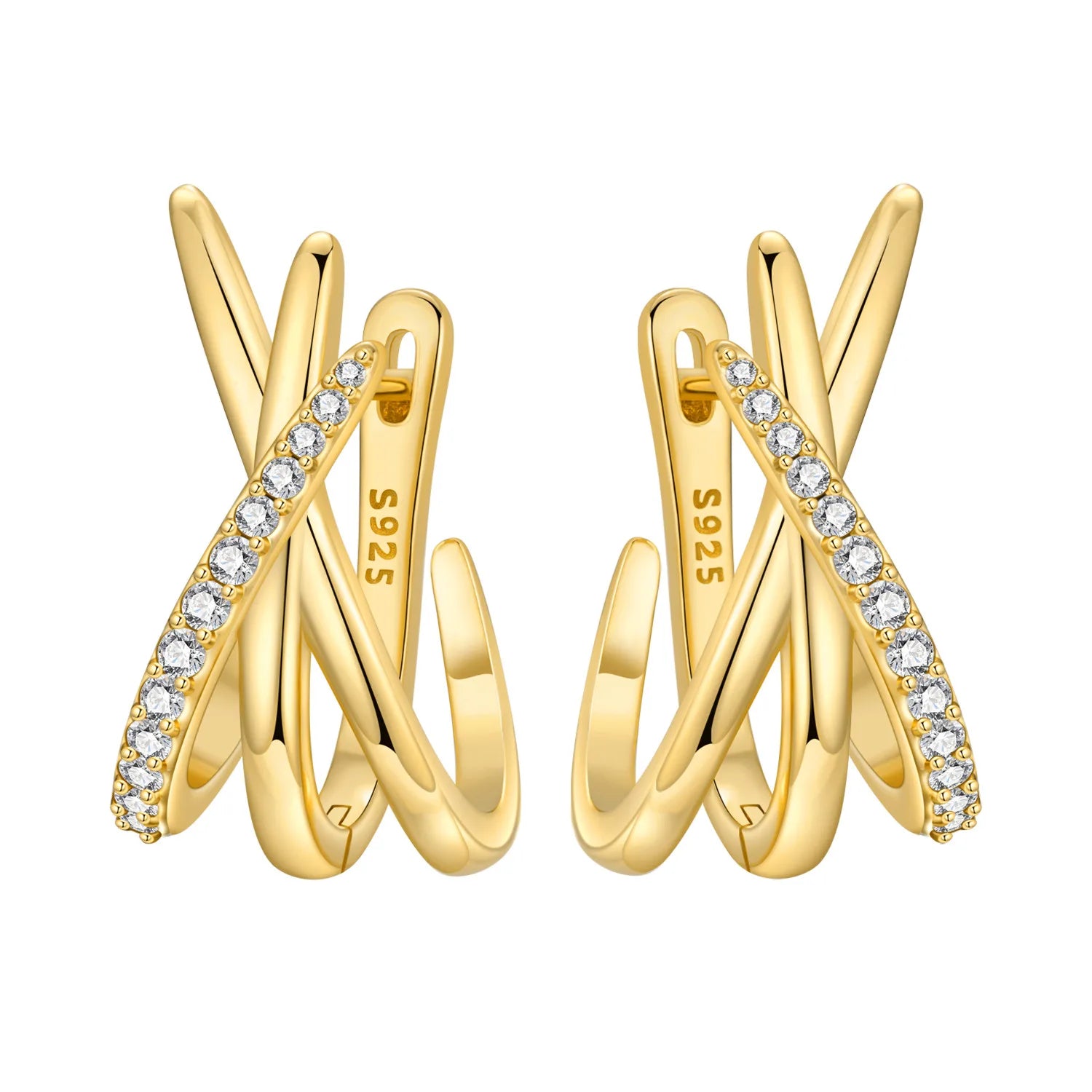Orstarry S925 Sterling Silver 18k Gold Modern Square Earrings Hoop Earrings For Women alternate view